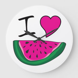 I Love Watermelon Large Clock