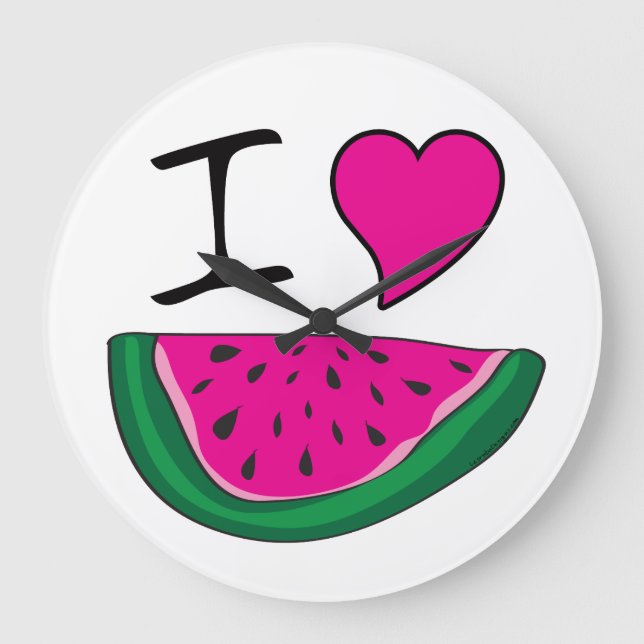 I Love Watermelon Large Clock (Front)