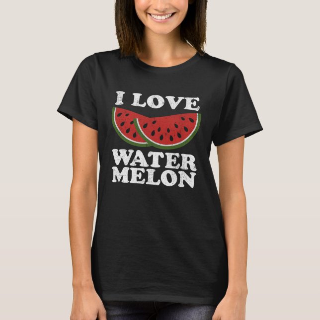 I Love Watermelon  Summer Retro Cute Watermelons T-Shirt (Front)