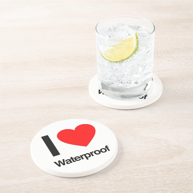 I Love Waterproof Coaster (Side)