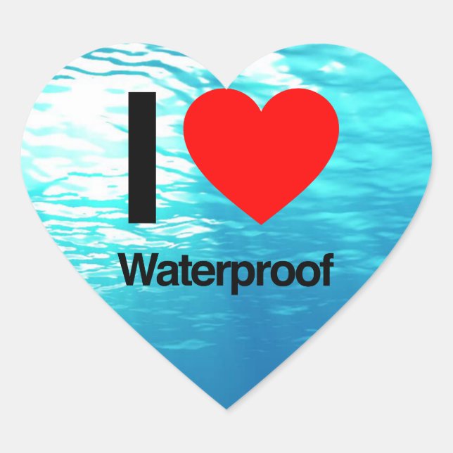 i love waterproof ocean heart sticker (Front)