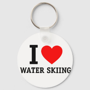 I Love Waterskiing Key Ring