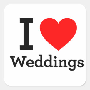 I Love Weddings Square Sticker