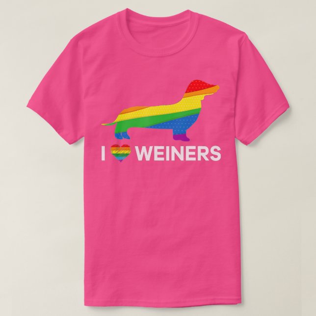 I Love Weiners Dachshund LGB Gay Lesbian Pride   A T-Shirt (Design Front)