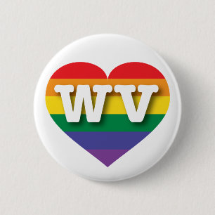 I Love West Virginia Rainbow Heart 6 Cm Round Badge