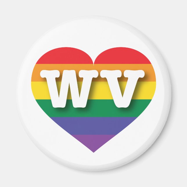 I Love West Virginia Rainbow Heart Magnet (Front)