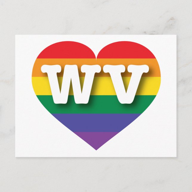 I Love West Virginia Rainbow Heart Postcard (Front)
