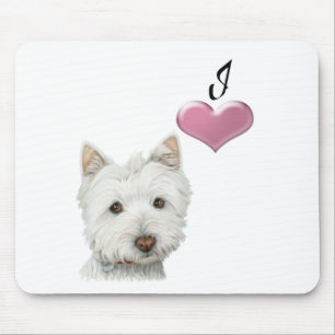 I love Westie dog art design Mouse Mat