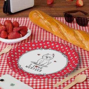 I Love Westies - West Highland White Terriers Cute Paper Plate