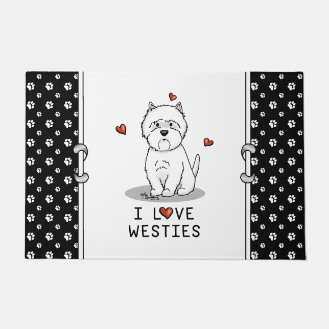 I Love Westies - West Highland White Terriers Doormat (Front)