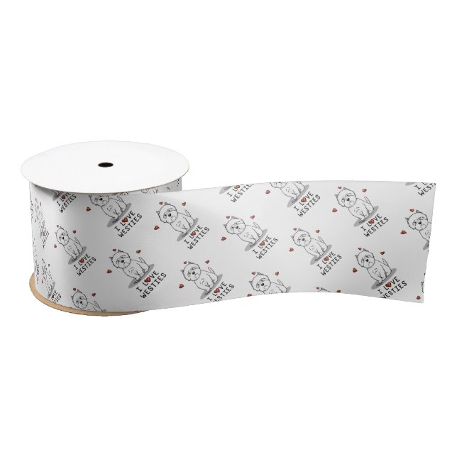 I Love Westies - West Highland White Terriers Satin Ribbon (Spool)