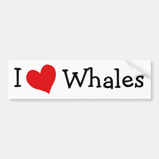 I Love Whales Bumper Sticker (Front)