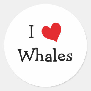 I Love Whales Classic Round Sticker