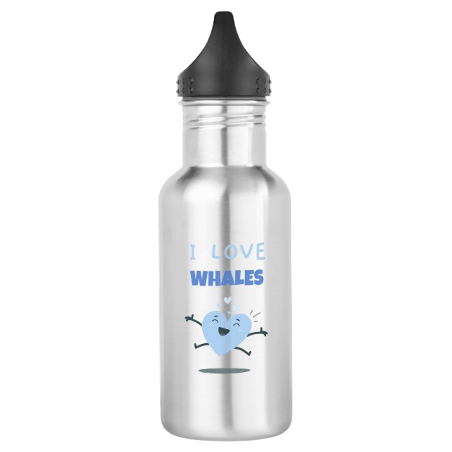 I Love Whales Funny Gift for Whales Lover 532 Ml Water Bottle (Left)