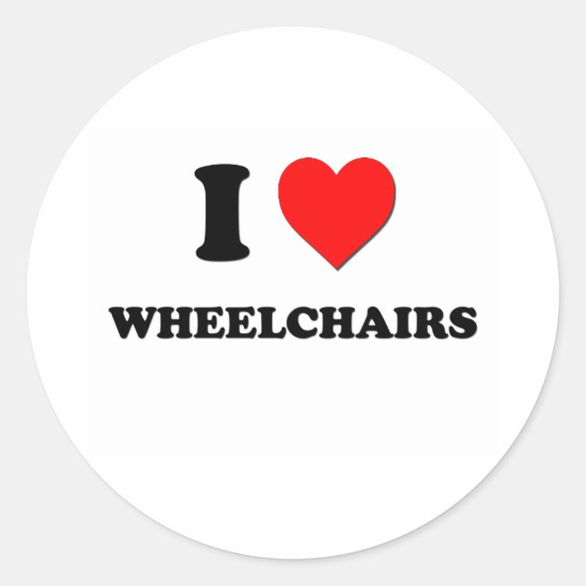 I love Wheelchairs Classic Round Sticker (Front)