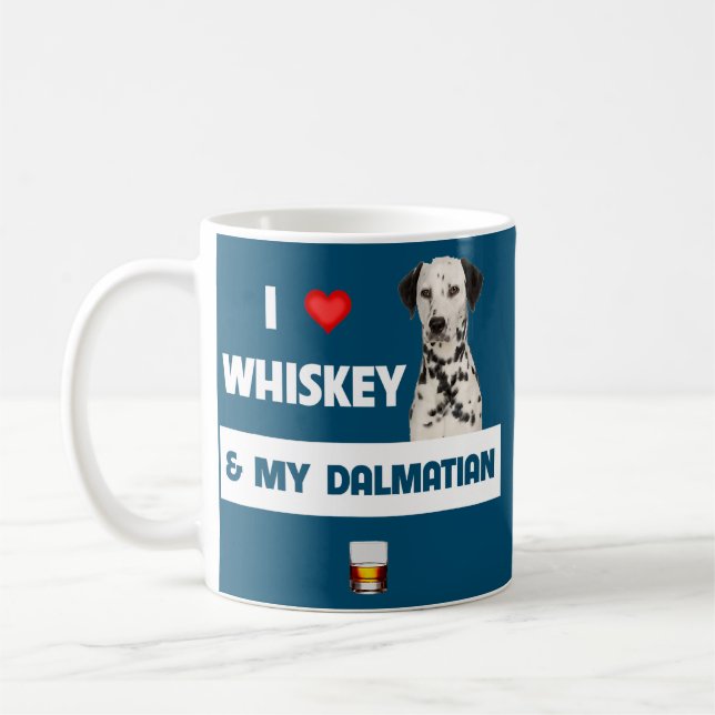 I Love Whiskey and My Dalmatian Mum Dad Fireman Coffee Mug (Left)