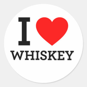 I Love Whiskey Classic Round Sticker