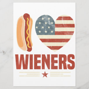 I Love Wieners Usa Flag Hot Dog Heart Barbeque 4Th Menu