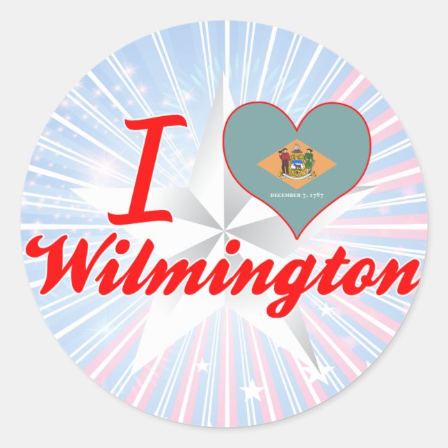 I Love Wilmington, Delaware Classic Round Sticker (Front)