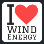 I love wind energy square sticker<br><div class="desc">I love wind energy ,  for tech lovers</div>