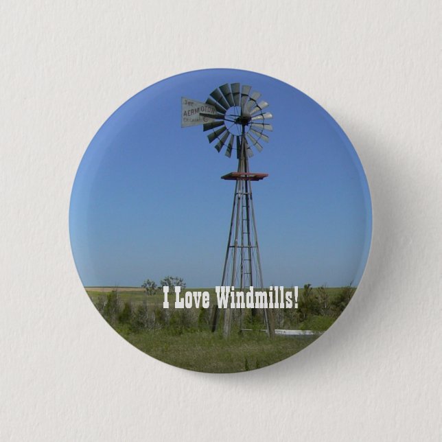 I Love Windmills! 6 Cm Round Badge (Front)