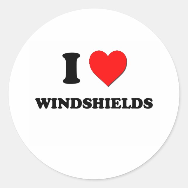 I love Windshields Classic Round Sticker (Front)