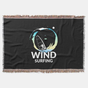 I Love Windsurfing Throw Blanket