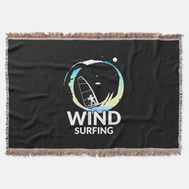 I Love Windsurfing Throw Blanket (Front)