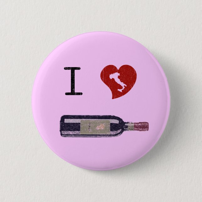 I Love Wine 6 Cm Round Badge (Front)