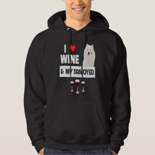 I Love Wine and My Samoyed Herding Paws Mom Dad Dr Hoodie