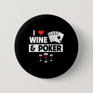 I Love Wine And Poker Cards Royal Flush Casino Gam 6 Cm Round Badge
