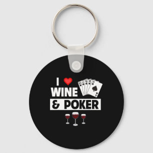 I Love Wine And Poker Cards Royal Flush Casino Gam Key Ring