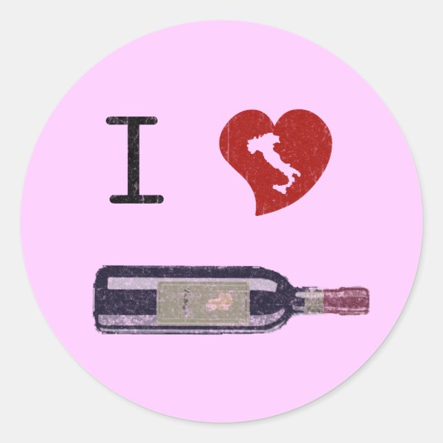 I Love Wine Classic Round Sticker (Front)