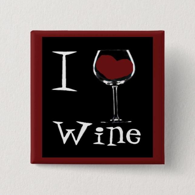 I Love Wine-Heart 15 Cm Square Badge (Front)