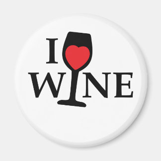 I love wine, I like wine with red heart Magnet