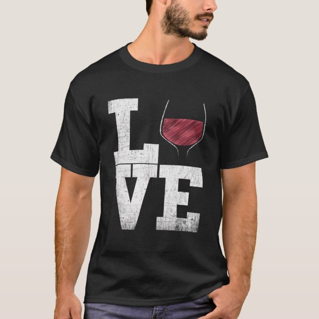I Love Wine Red Wine Glass Heart - Wine Drinker Di T-Shirt (Front)