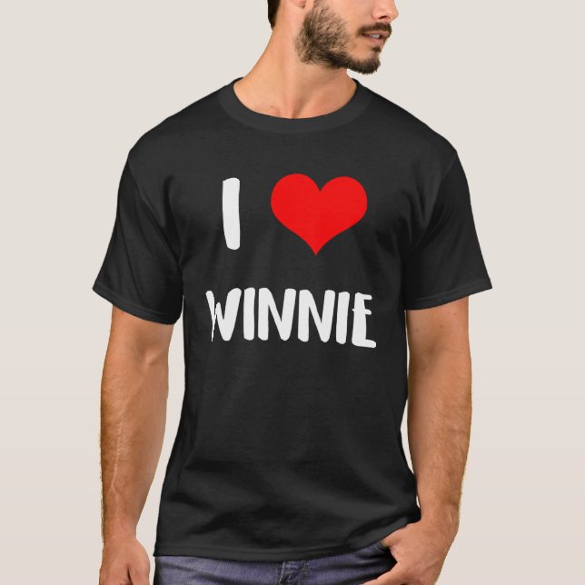 I love WINNIE  valentine guy heart Anniversary 6 T-Shirt (Front)
