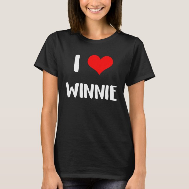I love WINNIE  valentine guy heart Anniversary 6 T-Shirt (Front)