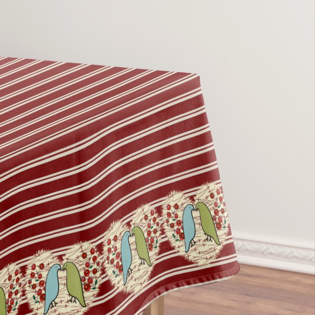 I Love Winter Birds and Berries 52" x 70" Tablecloth (In Situ)