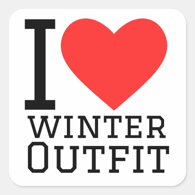 I love winter outfit  square sticker (Front)