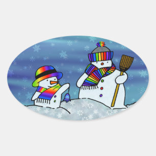 I love winter! oval sticker