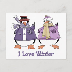 I Love WInter Penguin Tees and Gifts Postcard