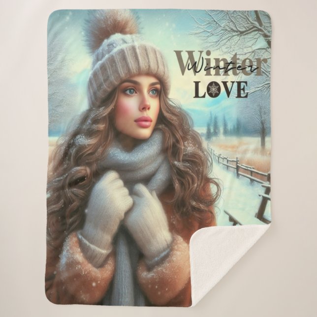 I love winter  sherpa blanket (Front)