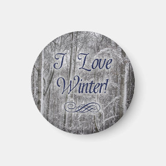 "I Love Winter" Snow-Covered Trees Magnet