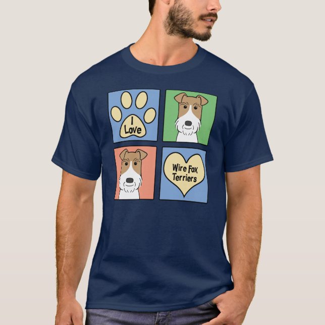 I Love Wire Fox Terriers T-Shirt (Front)