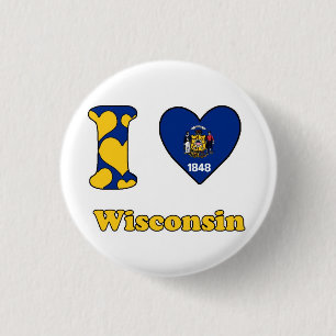 I love Wisconsin 3 Cm Round Badge