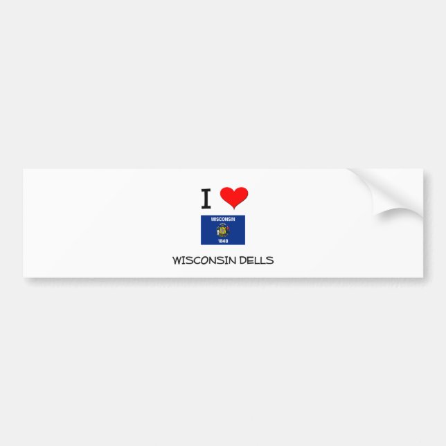 I Love Wisconsin Dells Wisconsin Bumper Sticker (Front)