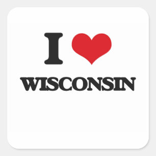 I Love Wisconsin Square Sticker