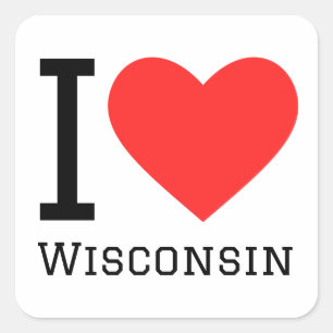 I love Wisconsin Square Sticker