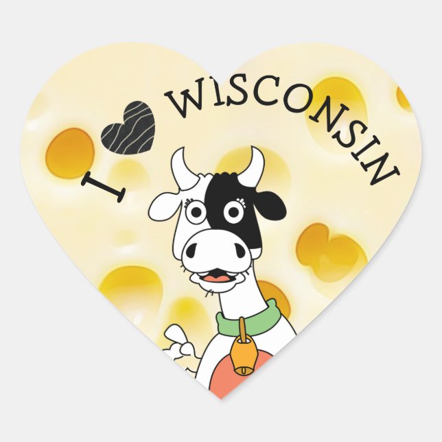 I Love Wisconsin Swiss Cheese and Cow Stickers (Front)